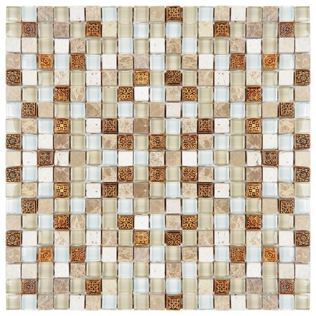 PASTILHA-GLASS-MOSAIC-GS206-GLASS-STONE-BEGE-COM-DESENHO-31X31 PASTILHA-GLASS-MOSAIC-GS206-GLASS-STONE-BEGE-COM-DESENHO-31X31