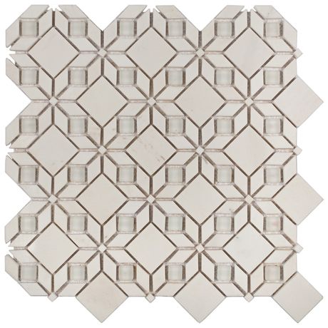 PASTILHA-GLASS-MOSAIC-MR43-MARMORE-THASSOS-VIDRO-33X33 PASTILHA-GLASS-MOSAIC-MR43-MARMORE-THASSOS-VIDRO-33X33