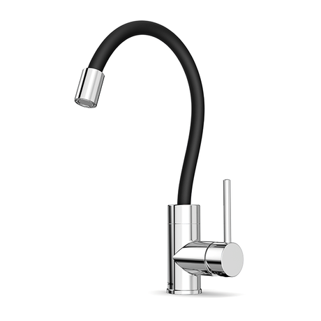 Monocomando-Incepa-para-Mesa-de-Cozinha-Bica-Flexivel-Preto-Incepa-Linha-Colors