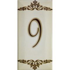 Numeral-Ceramico-Gabriella-HDNBG09-Numero-9-Beige-Brilhante-75X15