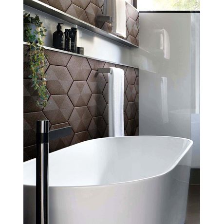 Revestimento-Ceramico-Ceral-Hexagonal-Connect-Brown-Brilhante-228 Revestimento-Ceramico-Ceral-Hexagonal-Connect-Brown-Brilhante-228