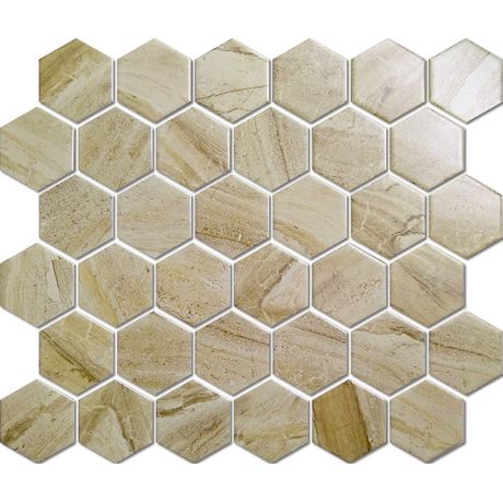 Pastilha-de-Porcelana-Luzzo-Vista-Hex-Travertine-Fosca-95X11-Placa-281X325