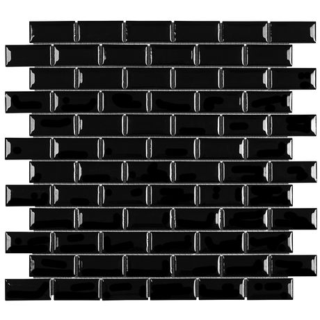 Pastilha-de-Porcelana-Luzzo-Subway-Mini-BK-Brilhante-23X48-Placa-30X30 Pastilha-de-Porcelana-Luzzo-Subway-Mini-BK-Brilhante-23X48-Placa-30X30